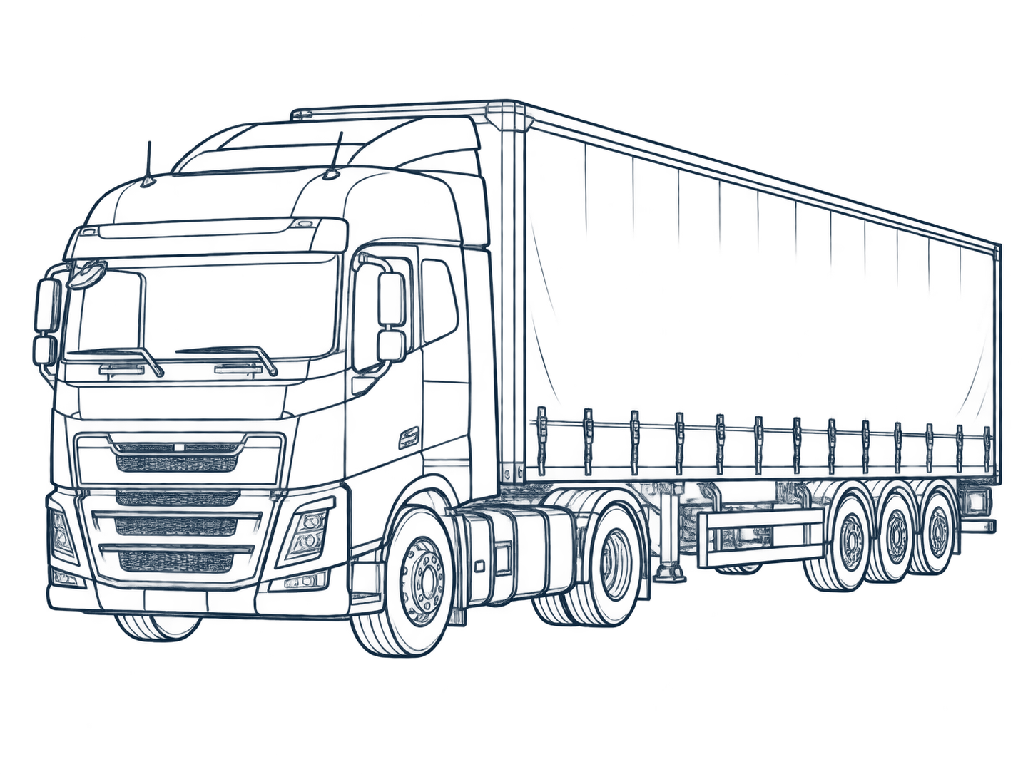 European curtain-side truck with palletised cargo